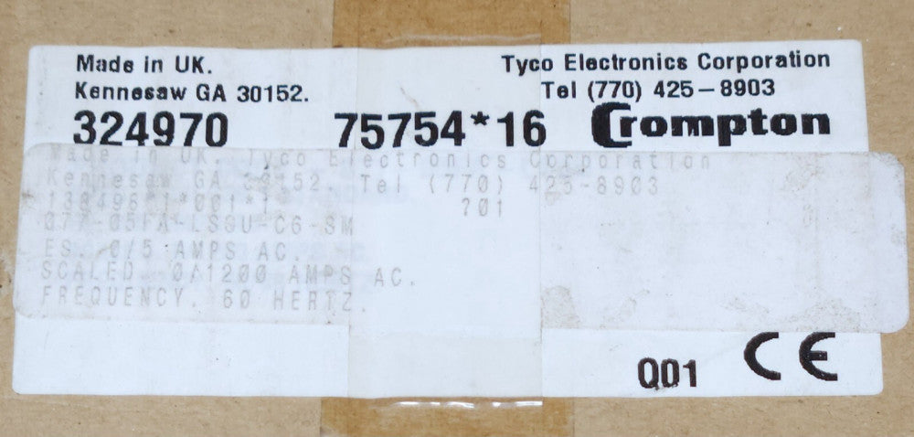 CUTLER HAMMER CROMPTON TYCO 324970 077 05FA LSSU C6 SM 0-1200 AMPERES AMP Meter