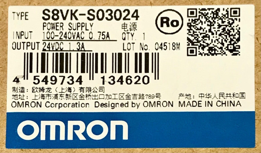 OMRON S8VK S03024 Power Supply Input 100-240 VAC Output 24V