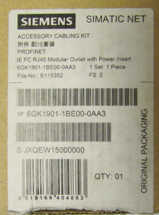 SIEMENS 6GK1901 1BE00 0AA3 SIMATIC NET PROFINET Cabling Kit 6GK1901 1BE00 0AA0  