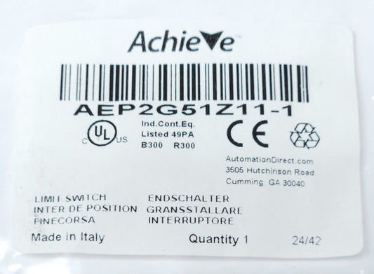 AUTOMATION DIRECT ACHIEVE AEP2G51Z11 1 Adjustable Roller Arm Lever Limit Switch