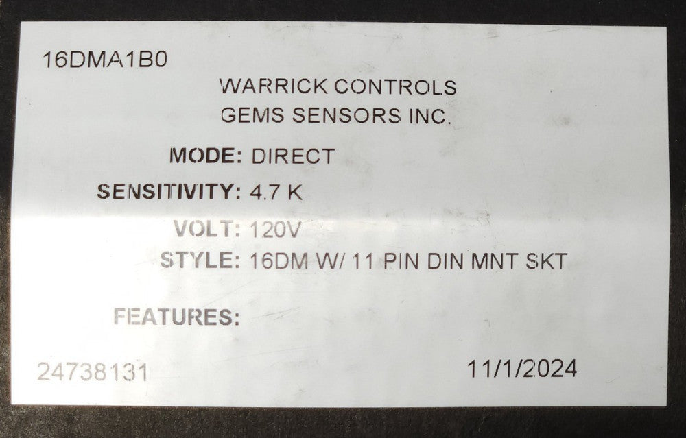 WARRICK CONTROLS GEM SENSORS 16DMA1B0 DIRECT MODE 4.7K 120 VAC Relay Module 16DM