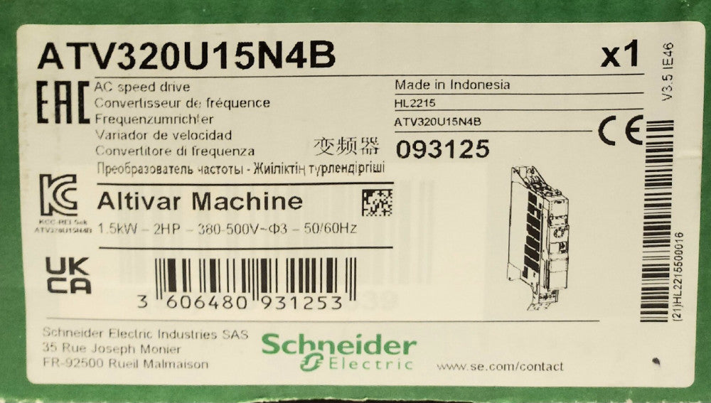 SCHNEIDER ELECTRIC ATV320U15N4B Altivar Machine AC Speed Drive 1.5kw 2 HP