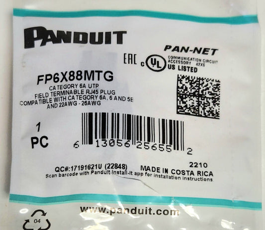 PANDUIT FP6X88MTG PAN NET CATEGORY 6A RJ45 Field Terminal Plug CAT 6