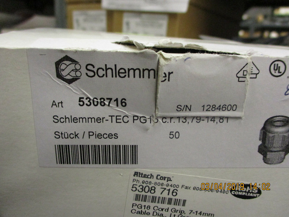 5308 716 Altech PG16 Cord Grip, 7-14mm, Cable Dia., Lt Gray BRAND NEW! LOT OF 24