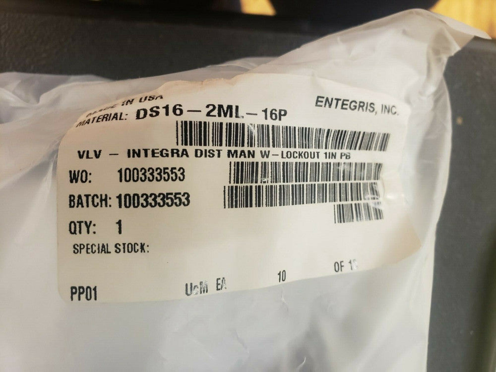 NEW, ENTEGRIS, DS16-2ML-16P, VALVE, DISTRIBUTION, MANUAL or PNEUMATIC