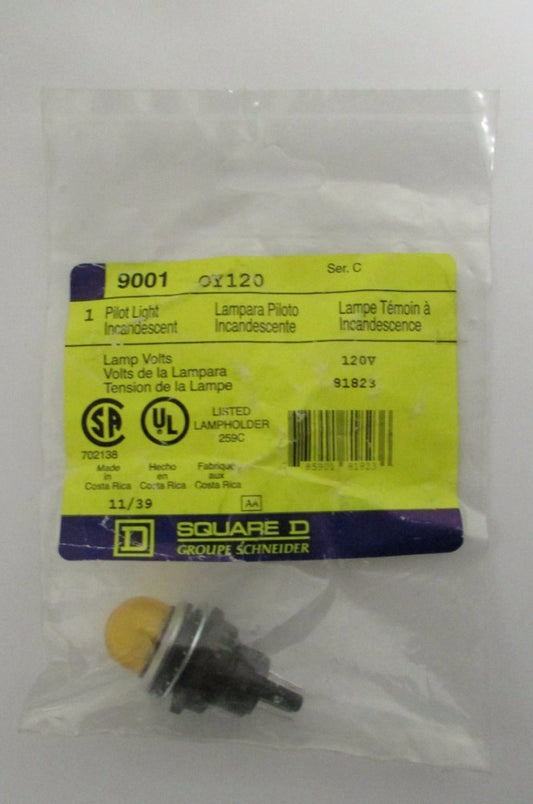 SQUARE D 9001 OY120 Yellow (Amber) Lens 120 V Pilot Light