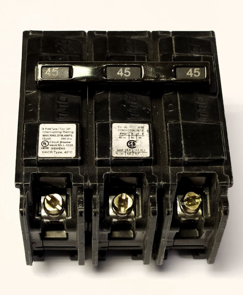 SIEMENS Q345 3 Pole 45 AMP Type QP Circuit Breaker