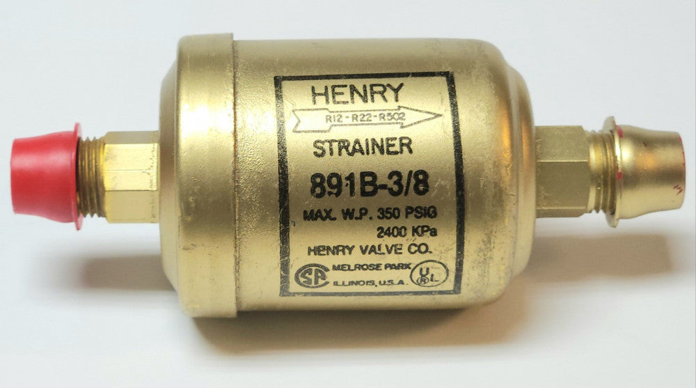 HENRY 891B 3/8 R12 22 502 350 PSIG 2400 kPa Strainer Valve R12 R22 R502 Refriger