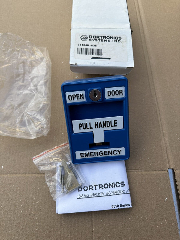 Dortronics 6510/BL-S35 Blue Emergency Pull Station 30VAC/DC New Unused
