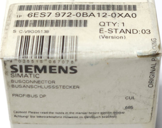 SIEMENS 6ES7 972 0BA12 0XA0 SIMATIC BUSCONNECTOR PROFIBUS DP