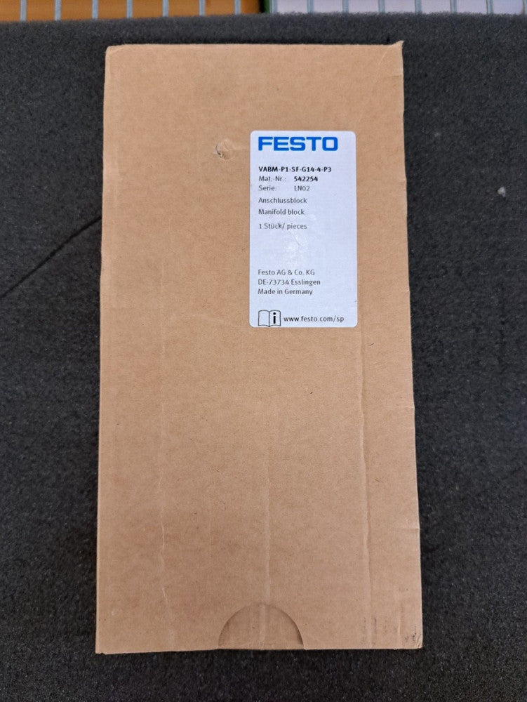 New, Festo, VABM-P1-SF-G14-4-P3, Manifold Base/Rail, 4 stations, for VPPM valves