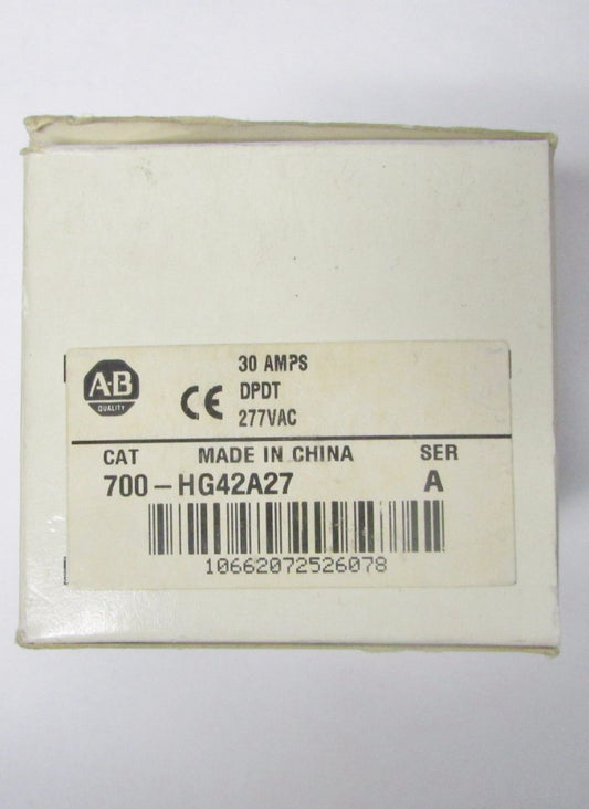 ALLEN BRADLEY Series A DPDT Relay 30 Amp 277VAC 700 HG42A27