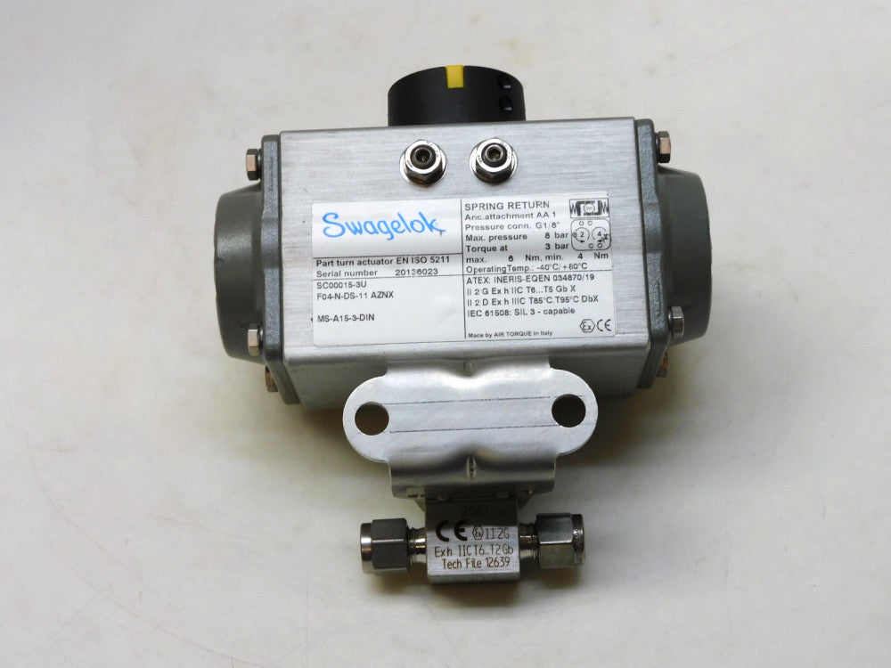 Swagelok SC00015-3U F04-N-DS-11 AZNX Actuator W/ Ball Valve 1/4" tube 3000psig