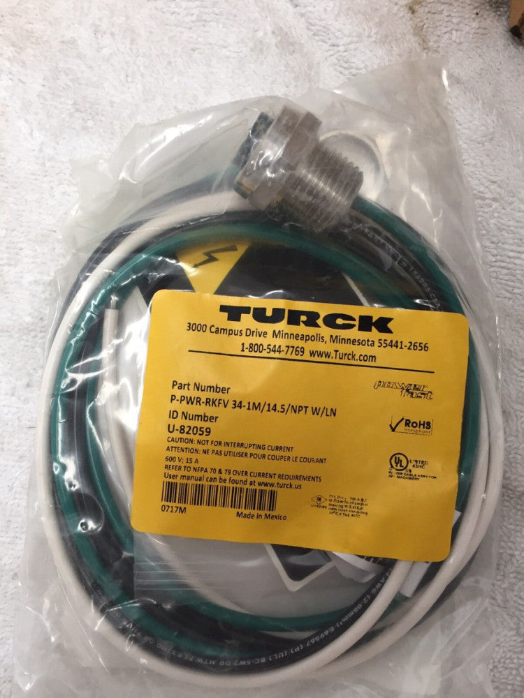 Turck P-PWR-RKFV 34-1M/14.5/NPT W/LN Mini Power Receptacles #U-82059