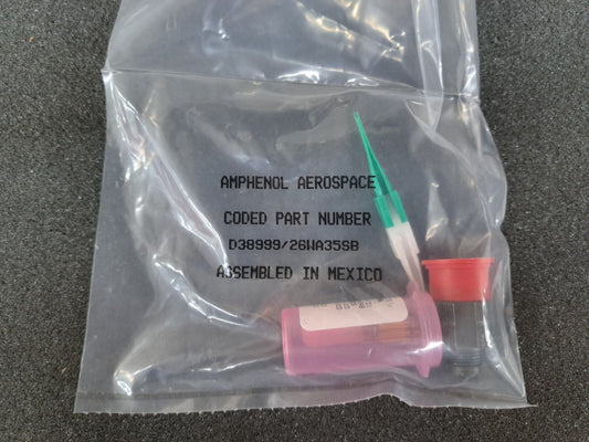 New, Amphenol, D38999/26WA35SB, Conn Circular SKT 6 POS Crimp ST Cable Mount 6 T