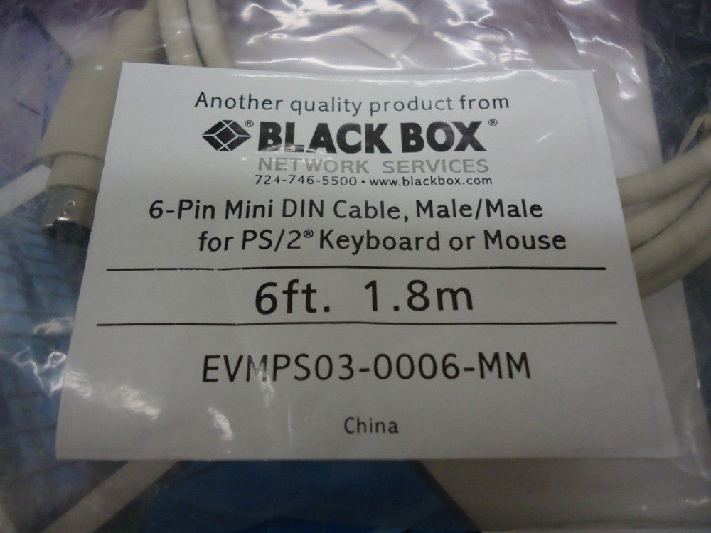 EVMPS03-0006-MM BLACK BOX CABLE: 6-PIN MINI DIN, MALE/MALE FOR PS/2 BRAND NEW!