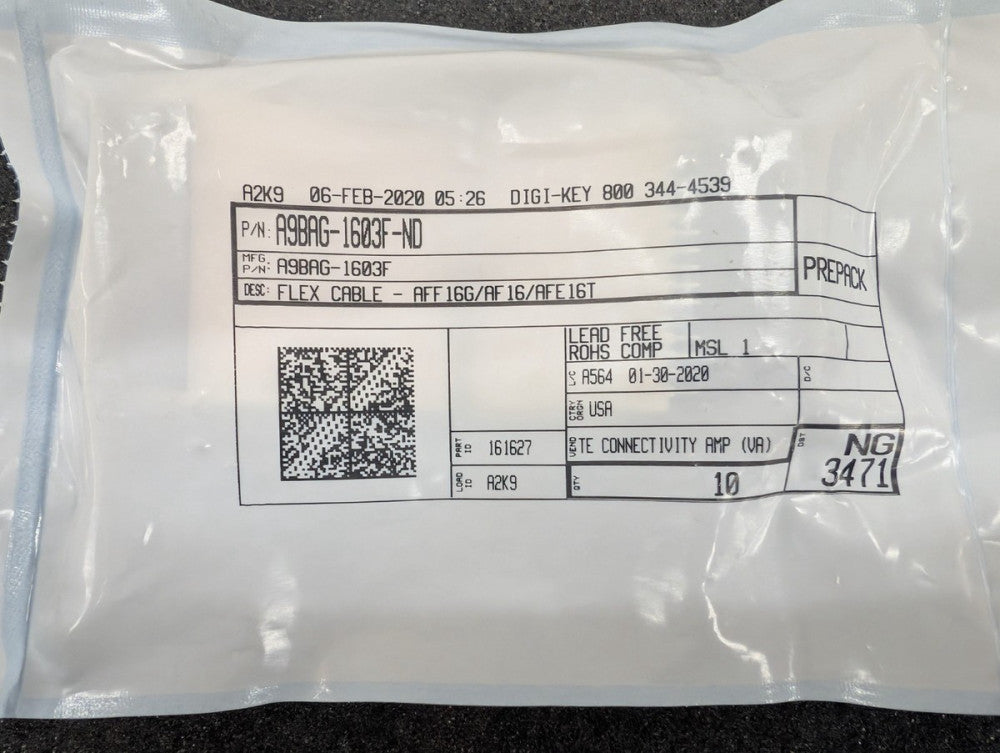 New, TE Connectivity, A9BAG-1603F, FLEX CABLE - AFF16G/AF16/AFE16T - Lot of 3pcs