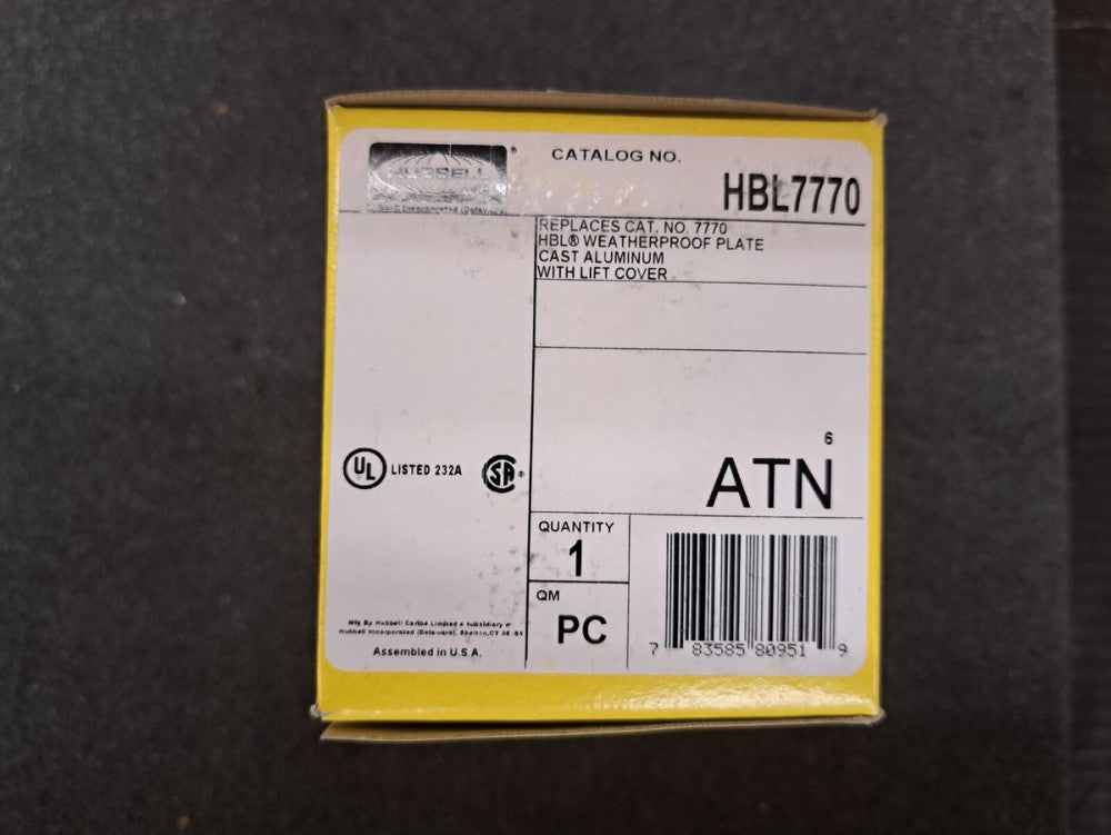 New, Hubbell, HBL7770, Wallplate Weatherproof, 1-50A Twist-Lock Opening