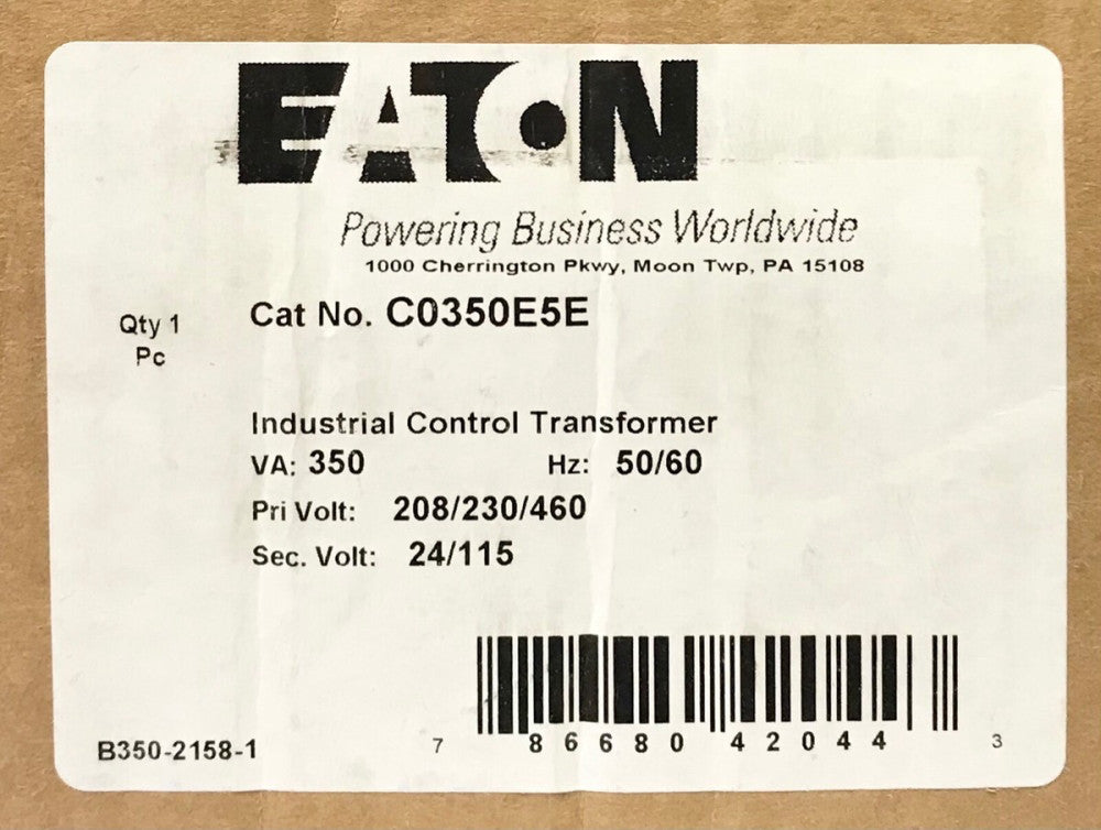 EATON C0350ESE 350 VA Control Transformer Primary 208 230 460 Secondary 24/115