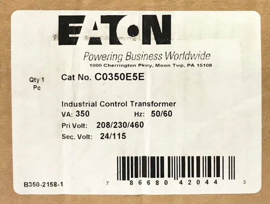 EATON C0350ESE 350 VA Control Transformer Primary 208 230 460 Secondary 24/115