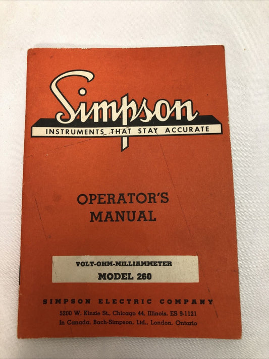 Simpson Volt-Ohm-Milliammeter Model 260 1955 Manual