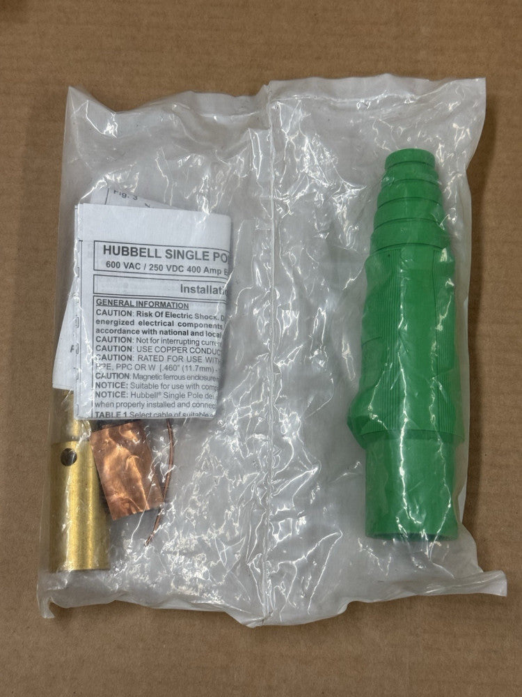 Hubbell Single Pole Male Plug Taper Style Green 300AMP HBL300MGN - New