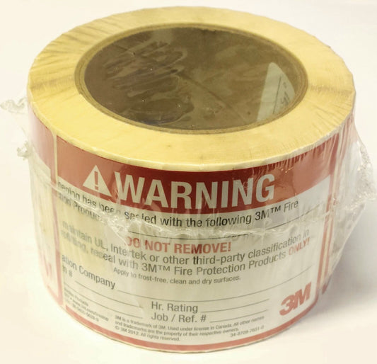 ROLL OF 250 3M Firestop Identification Labels WARNING 34 9709 7241 0