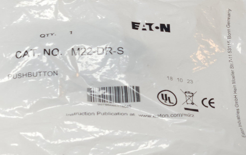 EATON M22 DR S BLACK Flush Head Pushbutton Self Locking Maintained Push Release