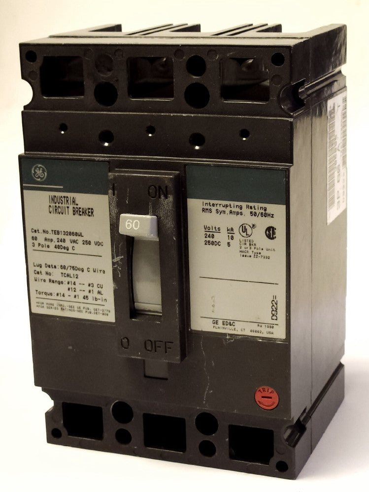 GENERAL ELECTRIC TEB132060WL 3 Pole 60 AMP Type TEB Circuit Breaker