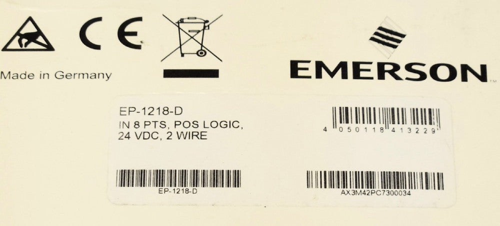 EMERSON EP 1218 D 24 VDC 8 Point Input Module POS LOGIC