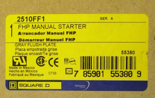 SQUARE D 2510 FF1 Manual FHP Starter Gray Flush Plate 2510FF1