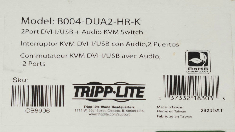 TRIPP LITE B004 DUA2 HR K 2 Port DVI-I USB + Audio KUMSWITCH