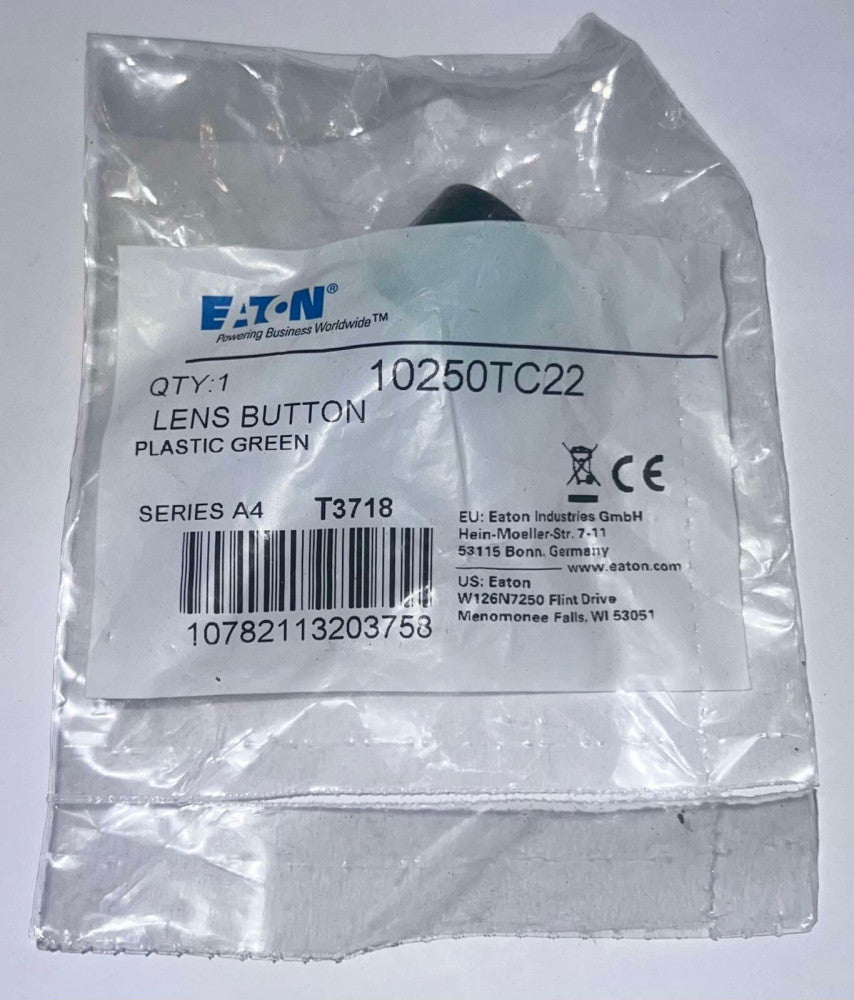 EATON CUTLER HAMMER 10250TC22 Plastic GREEN Lens Button