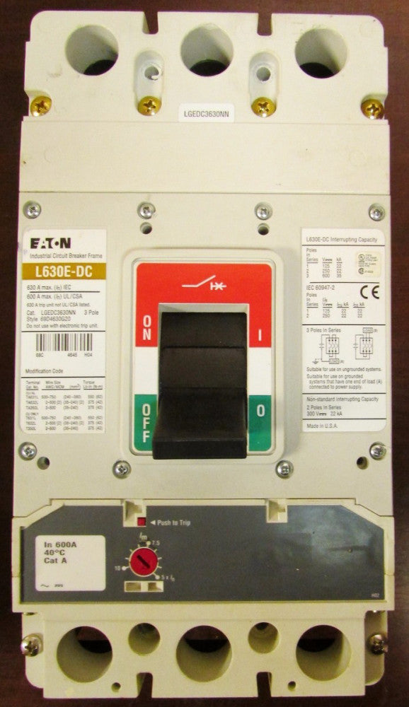 Eaton Cutler Hammer LGEDC3600FAG LGEDC630NN L630E-DC Breaker LGEDC3600