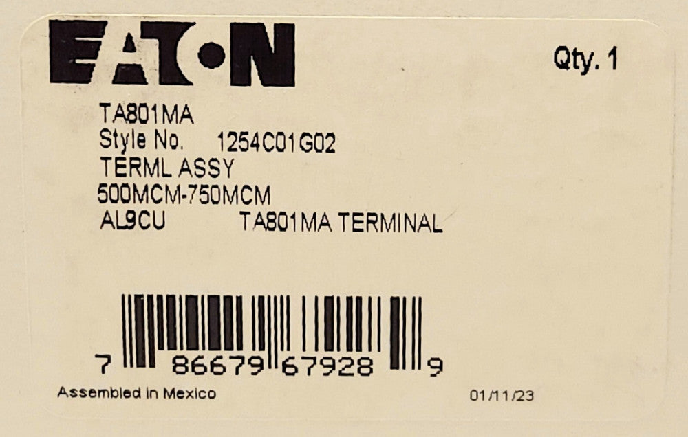 EATON CUTLER HAMMER TA801MA Type MA MC MDL HMDL Breaker Lug Terminal