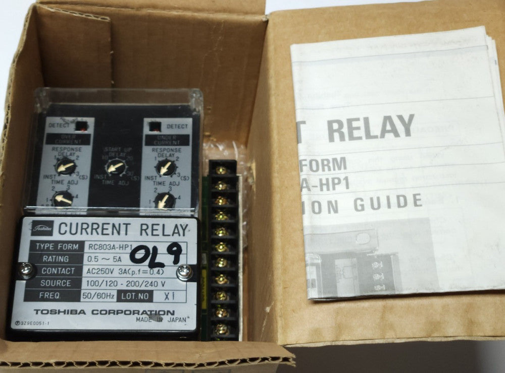 TOSHIBA RC803A HP1 CURRENT RELAY 100-240 VAC 5 AMP