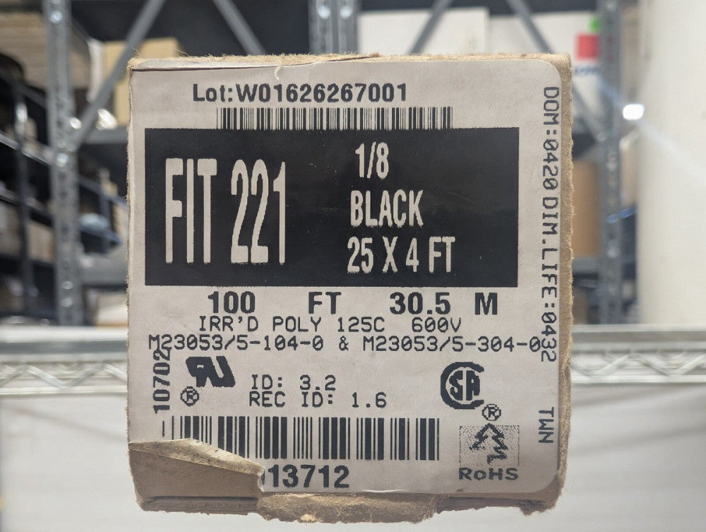 New, Alpha Wire, F2211/8 BK103, HEATSHRINK 1/8" X 4' BLACK (25x4' - 100'total)