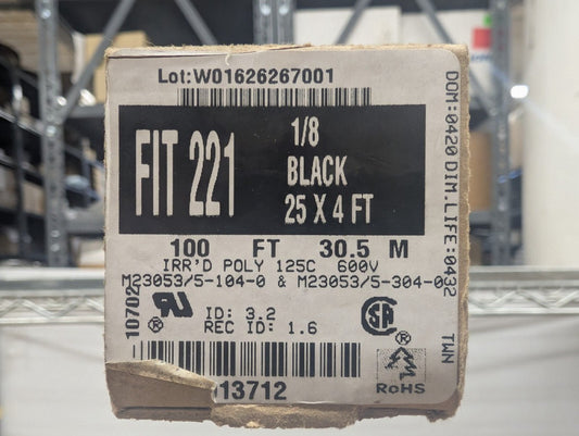 New, Alpha Wire, F2211/8 BK103, HEATSHRINK 1/8" X 4' BLACK (25x4' - 100'total)