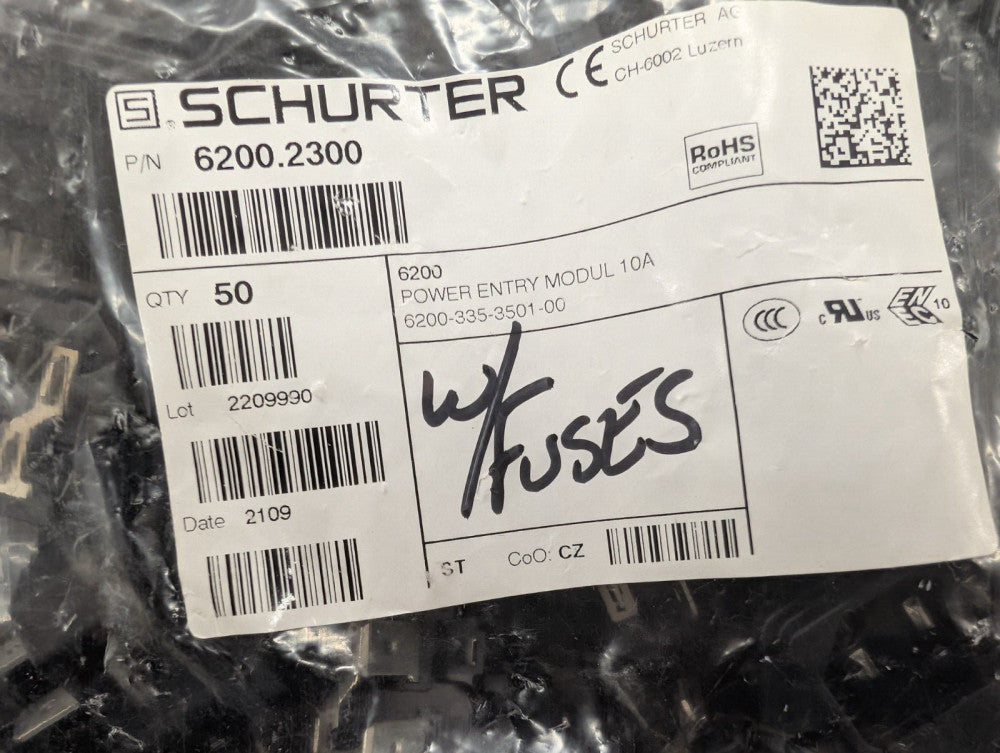 New, Schurter, 6200.2300, PWR ENT MOD RCPT IEC320-C14 PNL - Lot of 50pcs