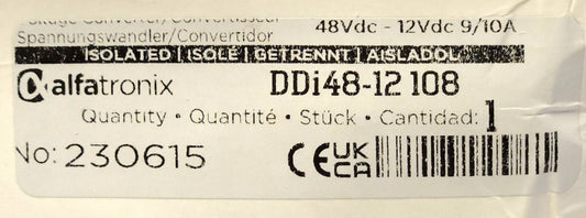 ALFATRONIX DDI48 12108 12-48 VDC 9-10 AMP DD Series DC to DC Converter ISOLATED