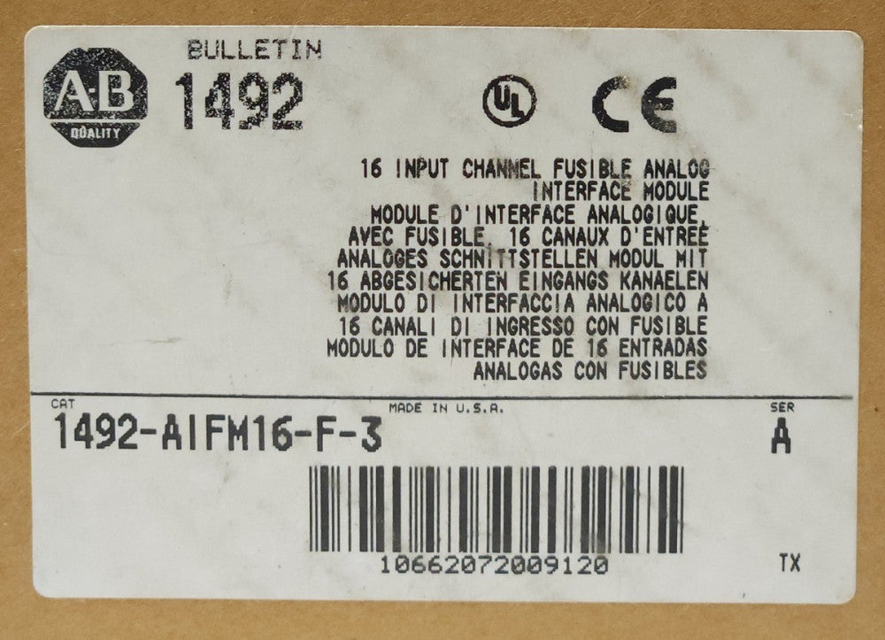 ALLEN BRADLEY 1492 AIFM16 F 3 Fusible Analog Interface Module 16 Channel Input 1