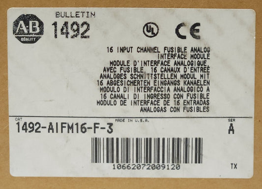 ALLEN BRADLEY 1492 AIFM16 F 3 Fusible Analog Interface Module 16 Channel Input 1