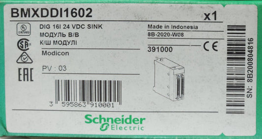 SCHNEIDER ELECTRIC MODICON BMXDDI1602 DIG 16I 24 VDC SINK DIGITAL Input Module
