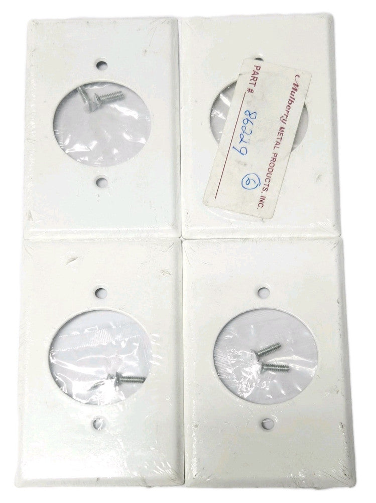 LOT OF 4 MULBERRY 86229 Single Gang Round 120-240 Receptacle Outlet Cover White