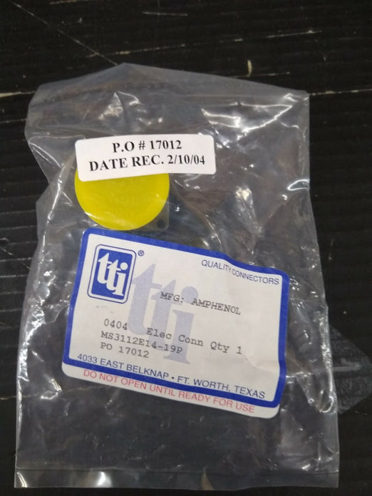 New, Amphenol, MS3112E14-19P, Conn Circular PIN 19 POS Solder ST Box Mount 19 