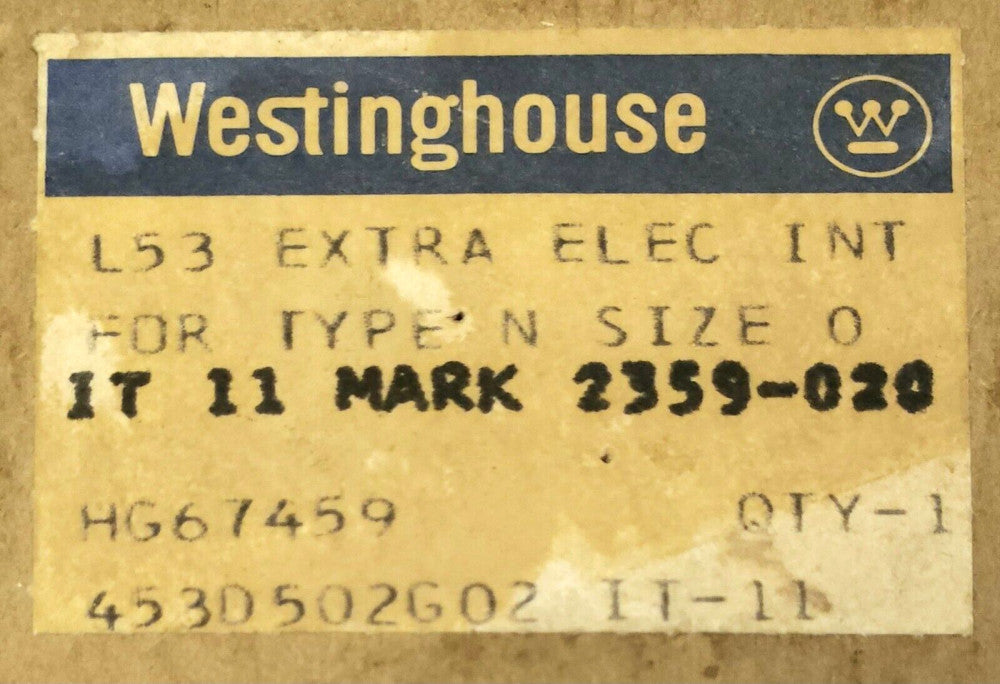 WESTINGHOUSE CUTLER HAMMER L53 Extra Electrical Interlock Type N Lifeline Size 0