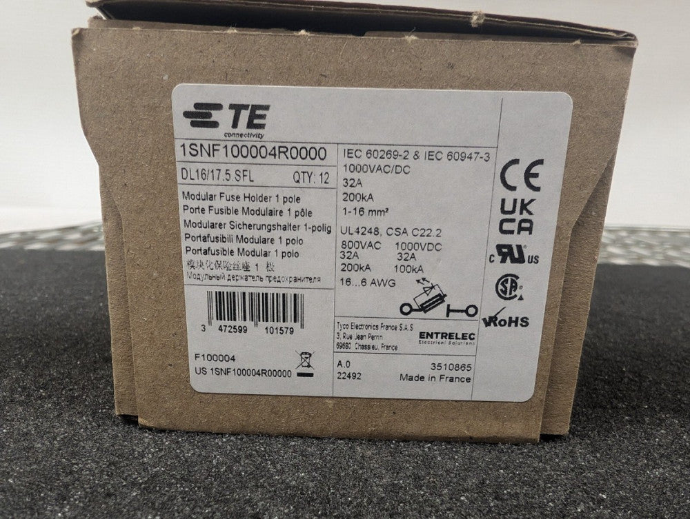 New, TE Connectivity, 1SNF100004R0000, FUSE HLDR 1P 690 V 32.0A 10X38
