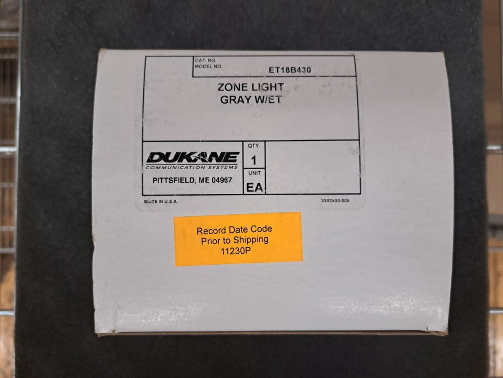 New, Dukane, ET18B430, Gray Zone Light for Pro Care
