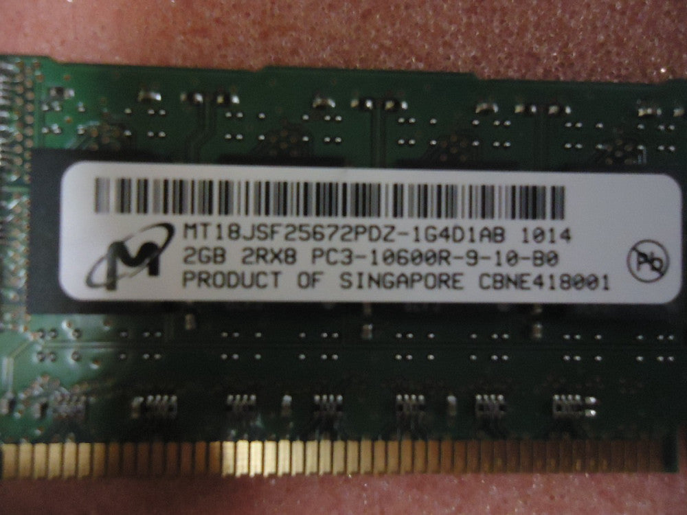 MT18JSF25672PDZ-1G4D1AB Micron Tech 2GB 2Rx8 PC3-10600R-9-10-BO USED!