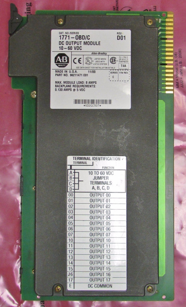 ALLEN BRADLEY 1771 0BD Series C DC Output Module 1771 OBD Rev D01